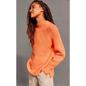 Anthropologie Orange Crew Neck Sweater